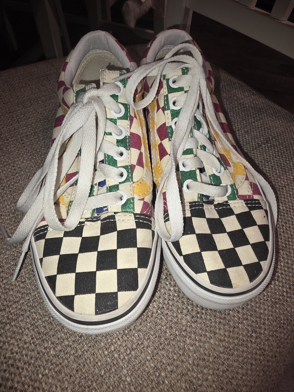 Vans Kids Black-and-Cream Checkerboard Multicolor Lace-Up Sneakers